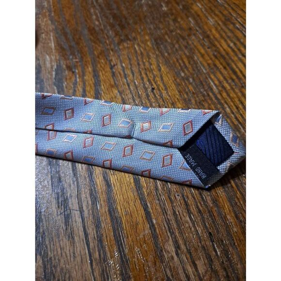New Galo Cossinni Silk Handmade Mens Dress Neck Tie Grey Peach NWT - Picture 5 of 5